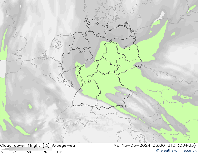 Bulutlar (yüksek) Arpege-eu Pzt 13.05.2024 03 UTC