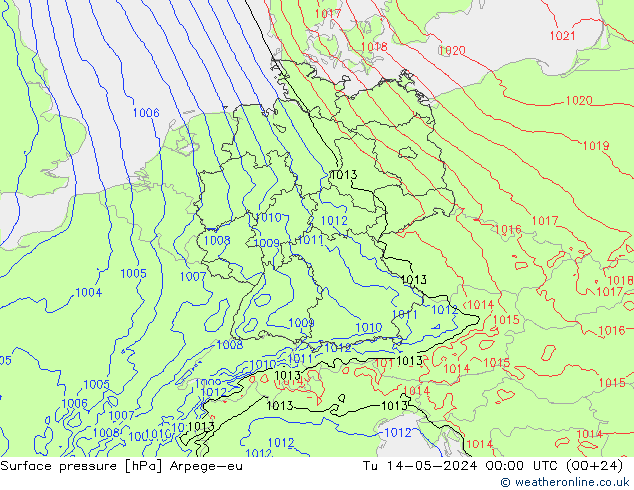 Pressione al suolo Arpege-eu mar 14.05.2024 00 UTC