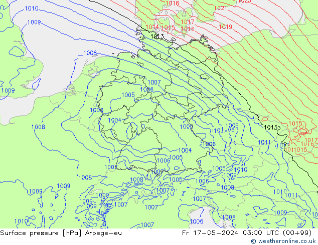 Yer basıncı Arpege-eu Cu 17.05.2024 03 UTC