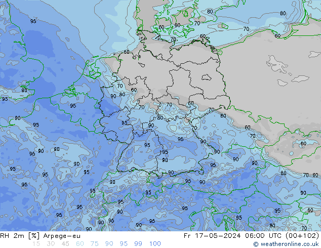 RH 2m Arpege-eu 星期五 17.05.2024 06 UTC
