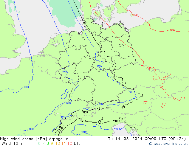 High wind areas Arpege-eu mar 14.05.2024 00 UTC