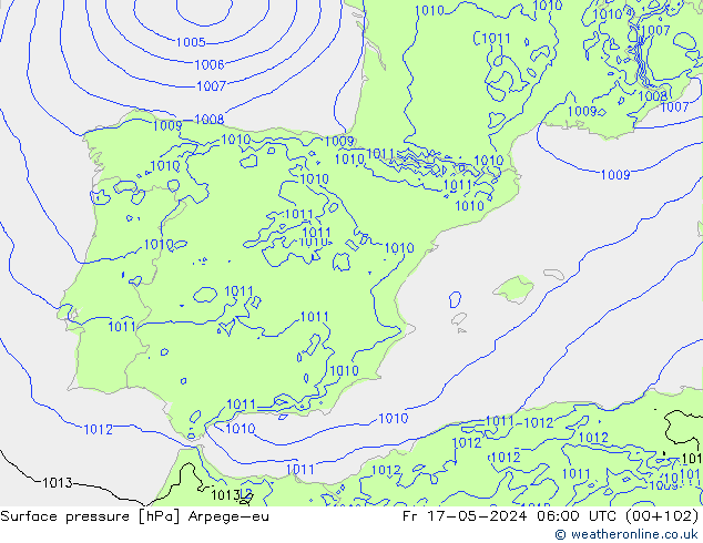 Luchtdruk (Grond) Arpege-eu vr 17.05.2024 06 UTC