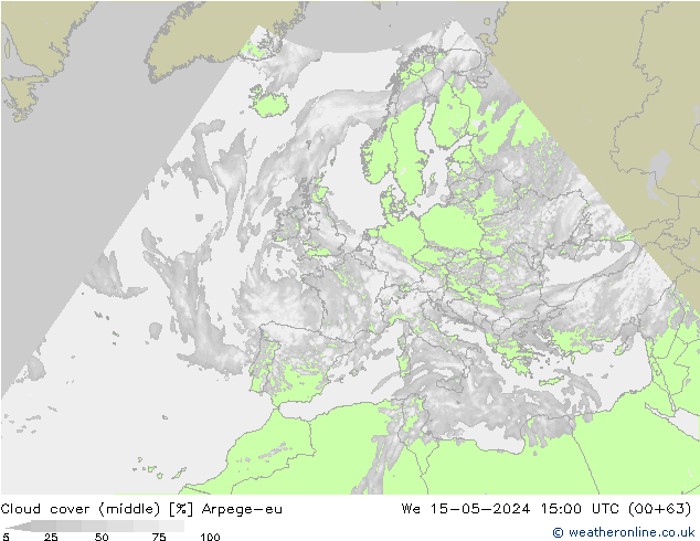 Bewolking (Middelb.) Arpege-eu wo 15.05.2024 15 UTC
