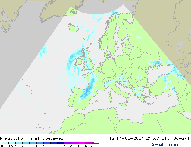 Precipitazione Arpege-eu mar 14.05.2024 00 UTC