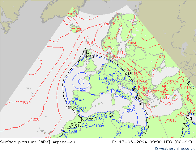 приземное давление Arpege-eu пт 17.05.2024 00 UTC