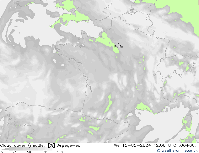 Wolken (mittel) Arpege-eu Mi 15.05.2024 12 UTC