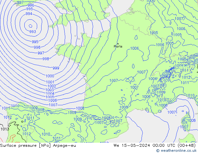приземное давление Arpege-eu ср 15.05.2024 00 UTC