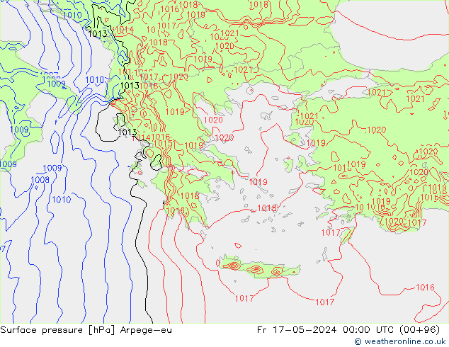 pression de l'air Arpege-eu ven 17.05.2024 00 UTC