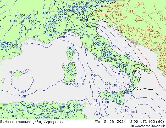 pressão do solo Arpege-eu Qua 15.05.2024 12 UTC