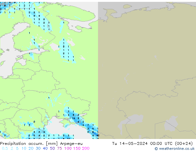 Precipitation accum. Arpege-eu  14.05.2024 00 UTC
