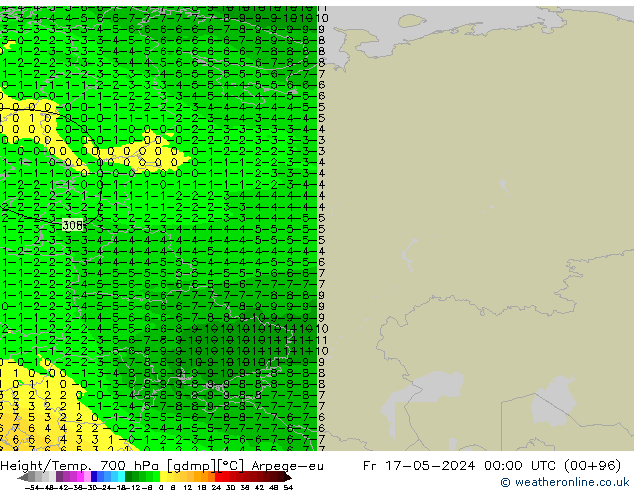 Height/Temp. 700 hPa Arpege-eu Fr 17.05.2024 00 UTC