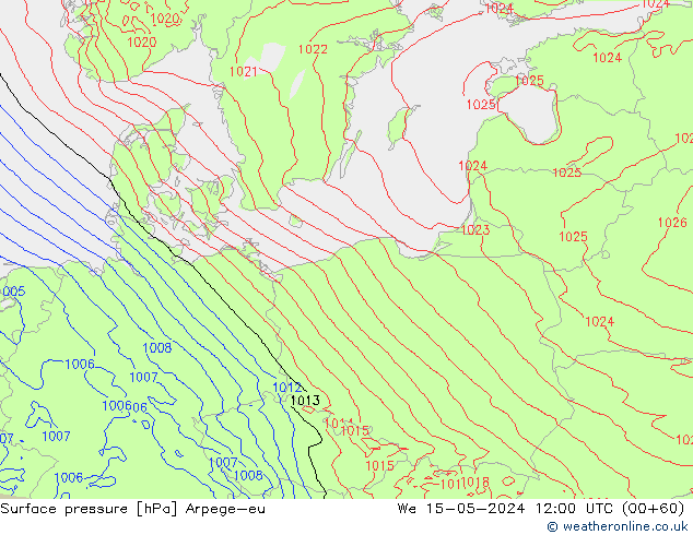 Luchtdruk (Grond) Arpege-eu wo 15.05.2024 12 UTC