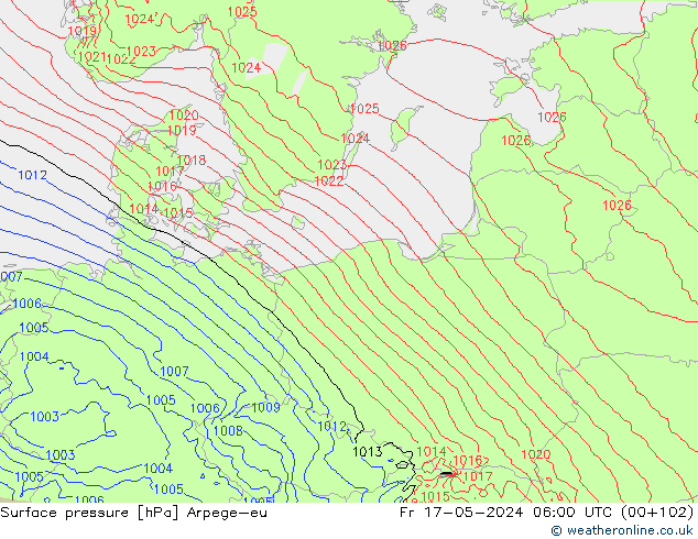 Presión superficial Arpege-eu vie 17.05.2024 06 UTC