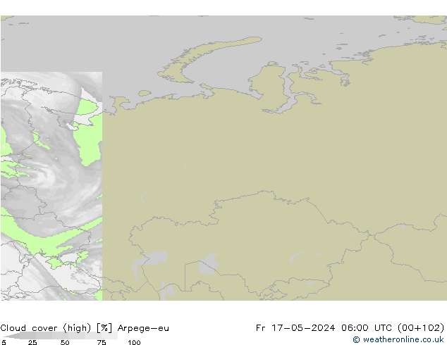 zachmurzenie (wysokie) Arpege-eu pt. 17.05.2024 06 UTC