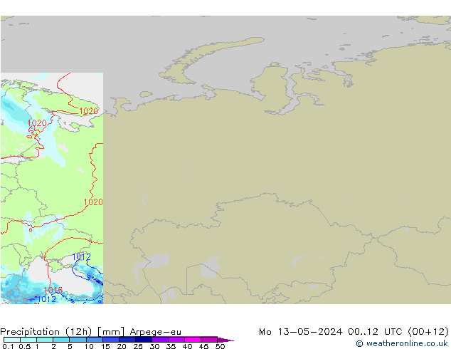 Precipitazione (12h) Arpege-eu lun 13.05.2024 12 UTC