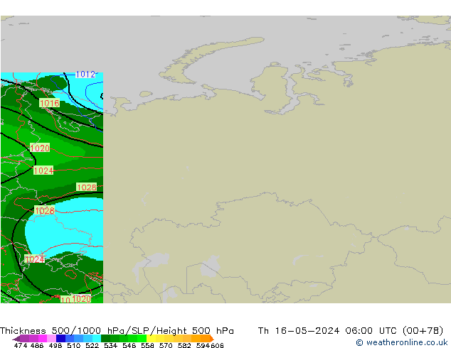 Thck 500-1000гПа Arpege-eu чт 16.05.2024 06 UTC