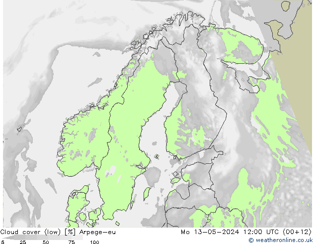 zachmurzenie (niskie) Arpege-eu pon. 13.05.2024 12 UTC