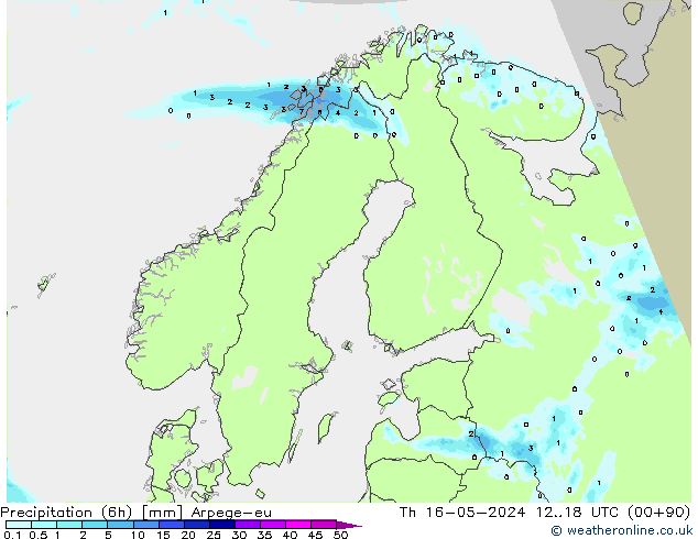 Yağış (6h) Arpege-eu Per 16.05.2024 18 UTC