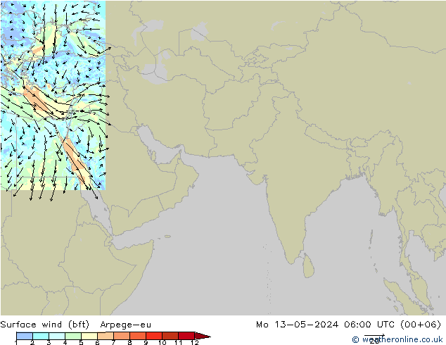 �N 10 米 (bft) Arpege-eu 星期一 13.05.2024 06 UTC