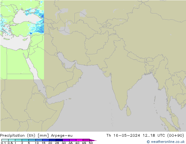 Precipitation (6h) Arpege-eu Čt 16.05.2024 18 UTC