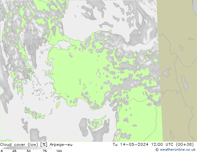 zachmurzenie (niskie) Arpege-eu wto. 14.05.2024 12 UTC