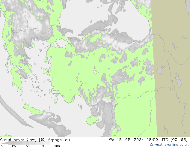 Nuages (bas) Arpege-eu mer 15.05.2024 18 UTC
