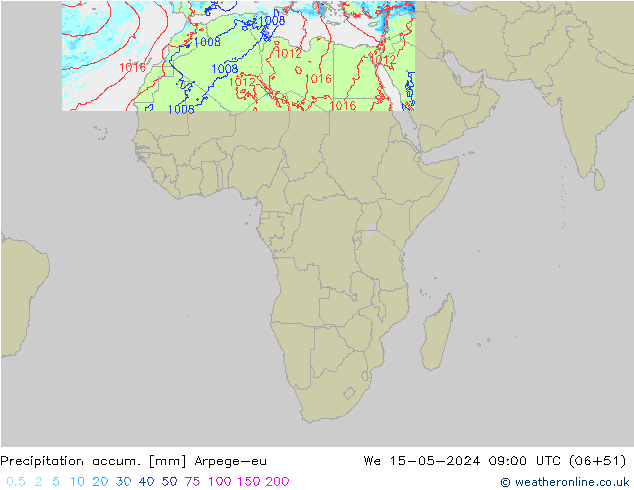 Toplam Yağış Arpege-eu Çar 15.05.2024 09 UTC