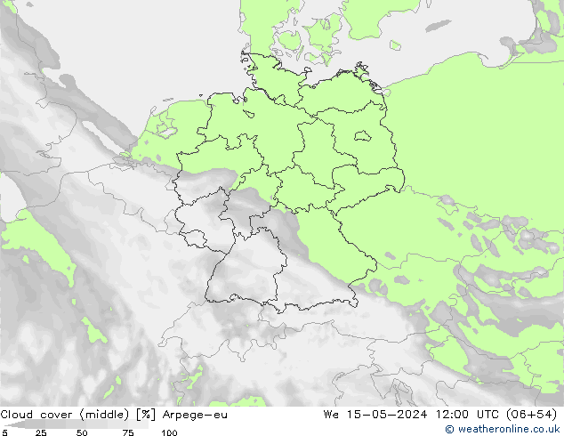 облака (средний) Arpege-eu ср 15.05.2024 12 UTC