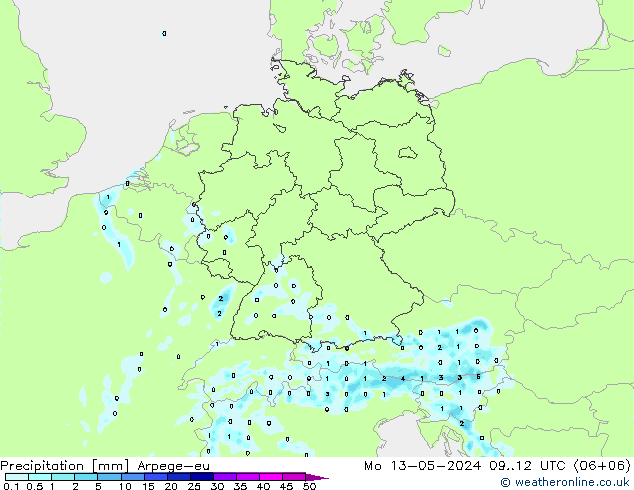 降水 Arpege-eu 星期一 13.05.2024 12 UTC