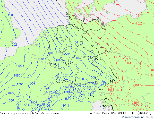 приземное давление Arpege-eu вт 14.05.2024 09 UTC