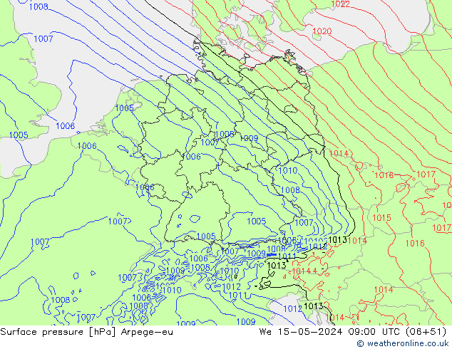 Atmosférický tlak Arpege-eu St 15.05.2024 09 UTC
