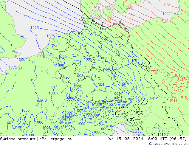 Bodendruck Arpege-eu Mi 15.05.2024 15 UTC