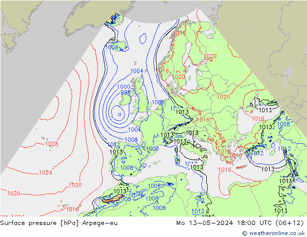 Bodendruck Arpege-eu Mo 13.05.2024 18 UTC
