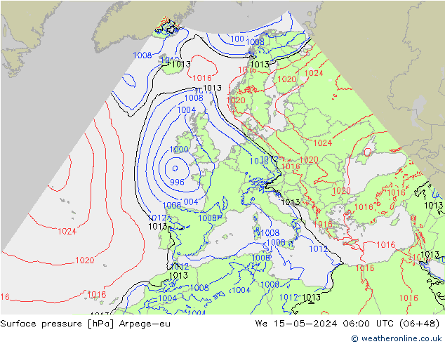 Atmosférický tlak Arpege-eu St 15.05.2024 06 UTC