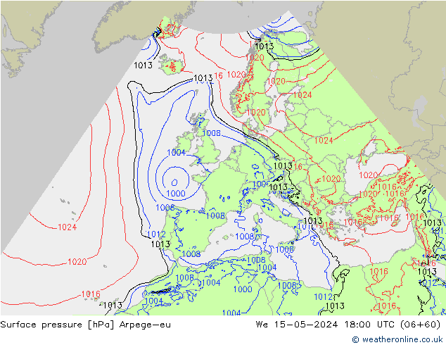 Luchtdruk (Grond) Arpege-eu wo 15.05.2024 18 UTC
