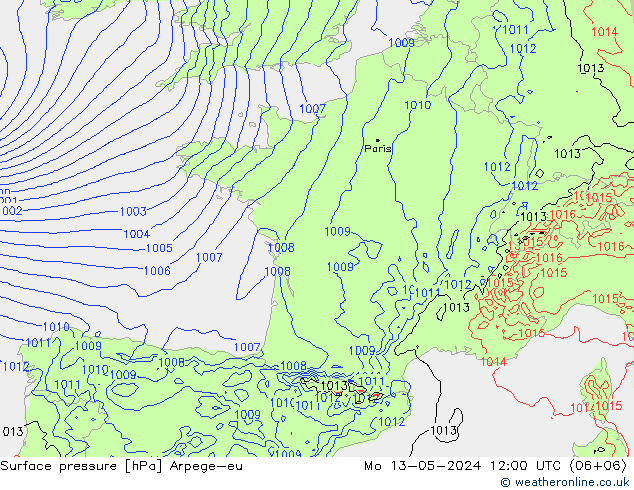 Bodendruck Arpege-eu Mo 13.05.2024 12 UTC