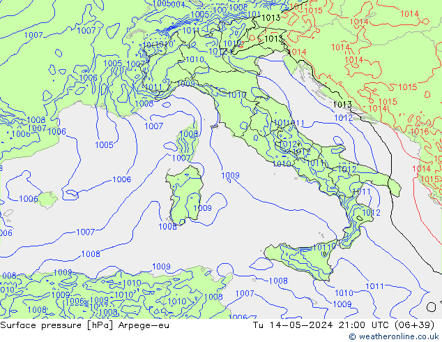 Bodendruck Arpege-eu Di 14.05.2024 21 UTC