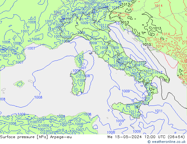приземное давление Arpege-eu ср 15.05.2024 12 UTC