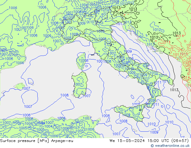 Luchtdruk (Grond) Arpege-eu wo 15.05.2024 15 UTC