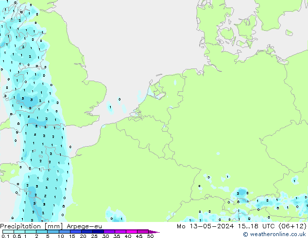 Niederschlag Arpege-eu Mo 13.05.2024 18 UTC