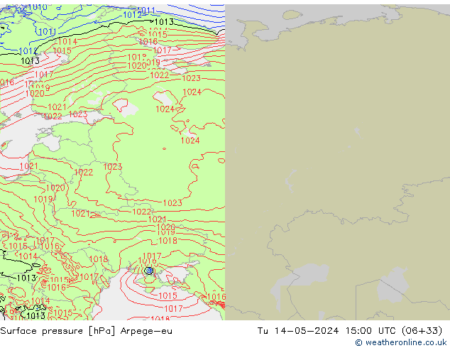 Pressione al suolo Arpege-eu mar 14.05.2024 15 UTC