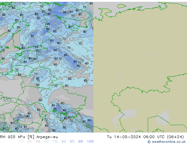 RH 925 hPa Arpege-eu Di 14.05.2024 06 UTC