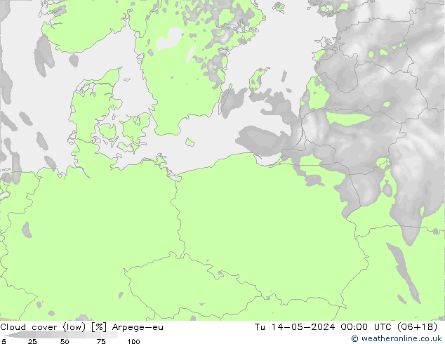 Nuages (bas) Arpege-eu mar 14.05.2024 00 UTC