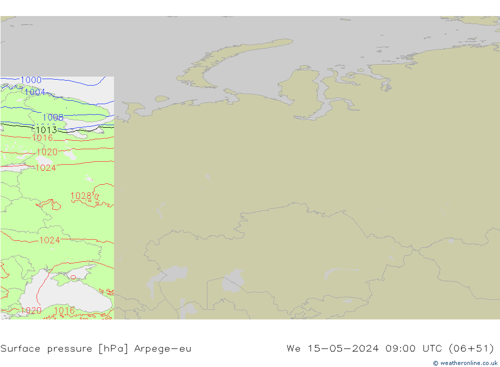 Surface pressure Arpege-eu We 15.05.2024 09 UTC