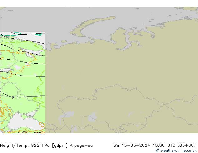 Height/Temp. 925 hPa Arpege-eu St 15.05.2024 18 UTC