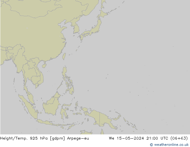 Géop./Temp. 925 hPa Arpege-eu mer 15.05.2024 21 UTC
