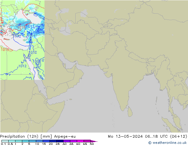 Yağış (12h) Arpege-eu Pzt 13.05.2024 18 UTC