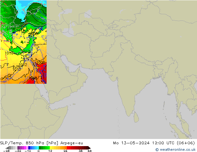 SLP/Temp. 850 hPa Arpege-eu 星期一 13.05.2024 12 UTC