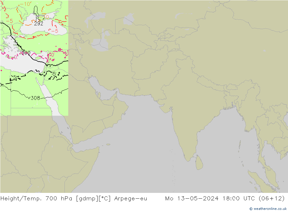 Yükseklik/Sıc. 700 hPa Arpege-eu Pzt 13.05.2024 18 UTC