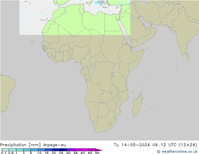 Precipitation Arpege-eu Tu 14.05.2024 12 UTC